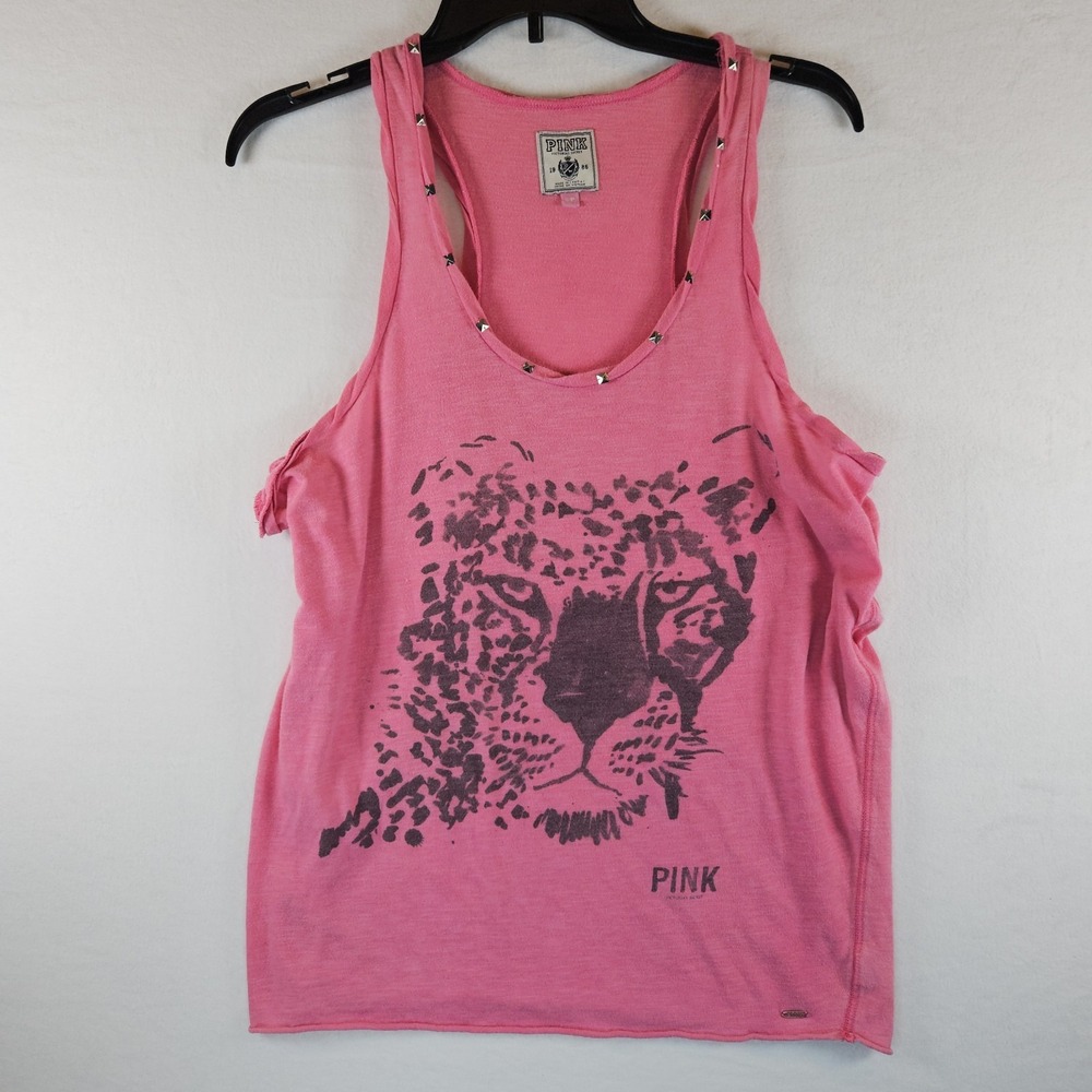 PINK Victoria's Secret Small Studded Cheetah Graphic Tank  09' Y2K  Vintage